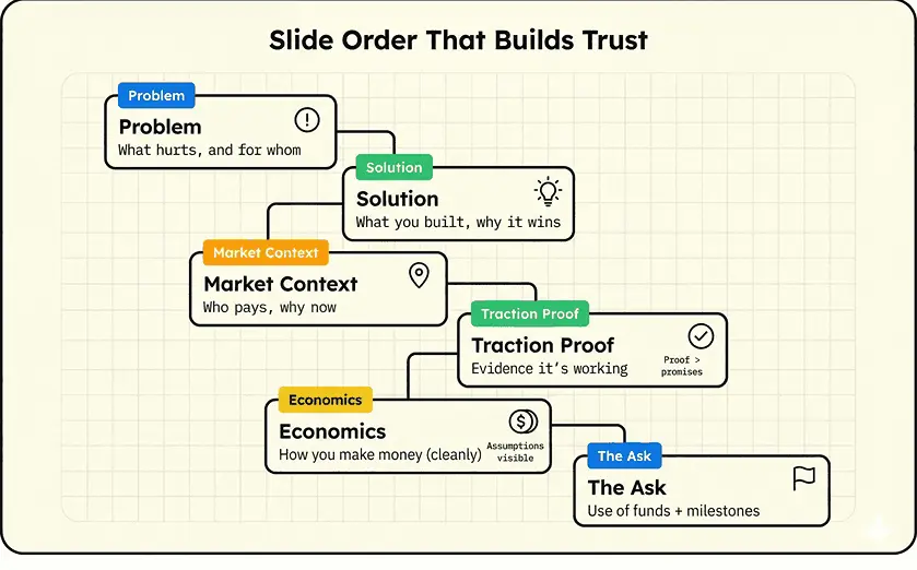 This slide depicts why slide sequencing builds investor trust