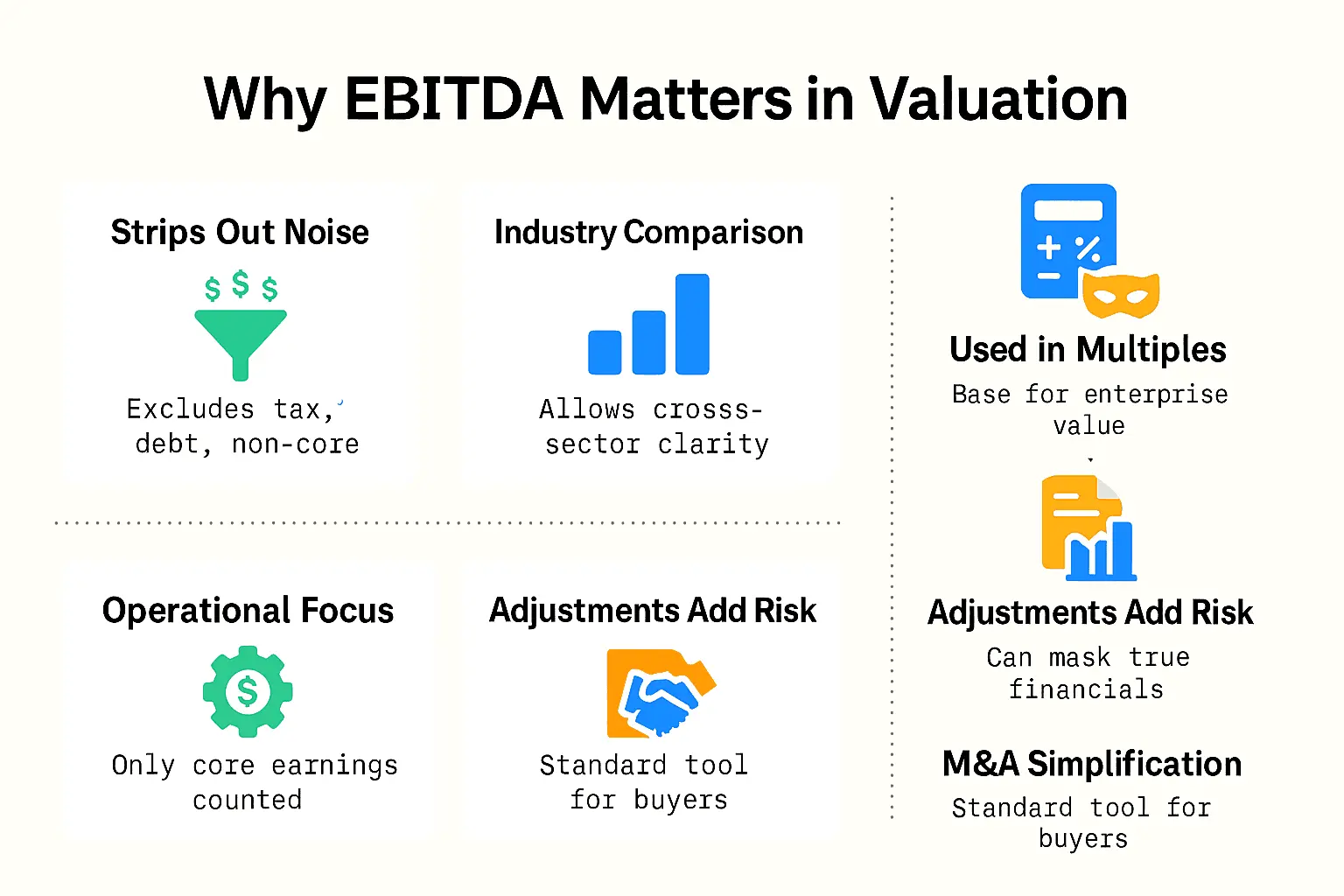 Graph comparing EBITDA and Net Income trends across sample companies.