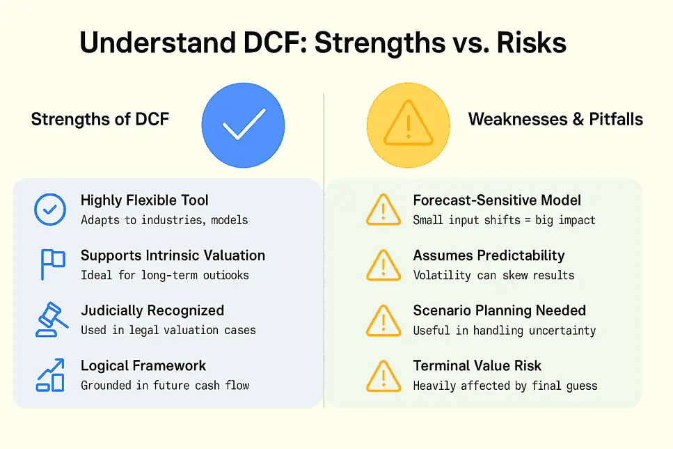 This image explains what DCF is and it's strength and weekness