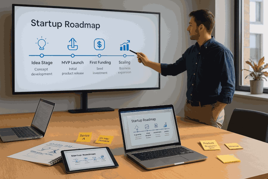 How to Present Your Startup Journey with a Roadmap Slide