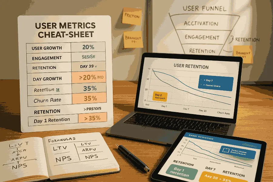 User-Growth, Engagement & Retention Metrics: A Practical Cheat-Sheet