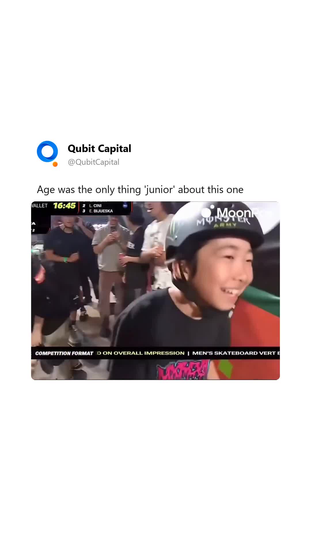 He is thirteen years old. He put a Cab 720 body jar down at X Games and took a…